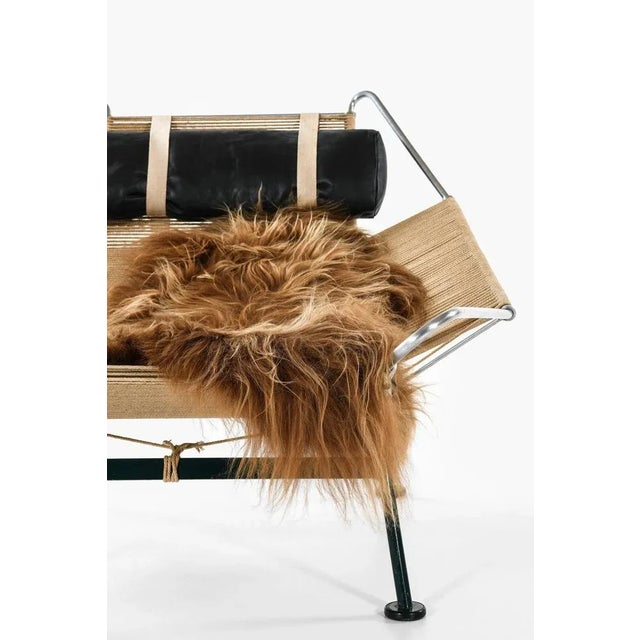 Lounge Chair in Metal and Sheepskin attributed to Hans J. Wegner, 1960s For Sale - Image 6 of 9