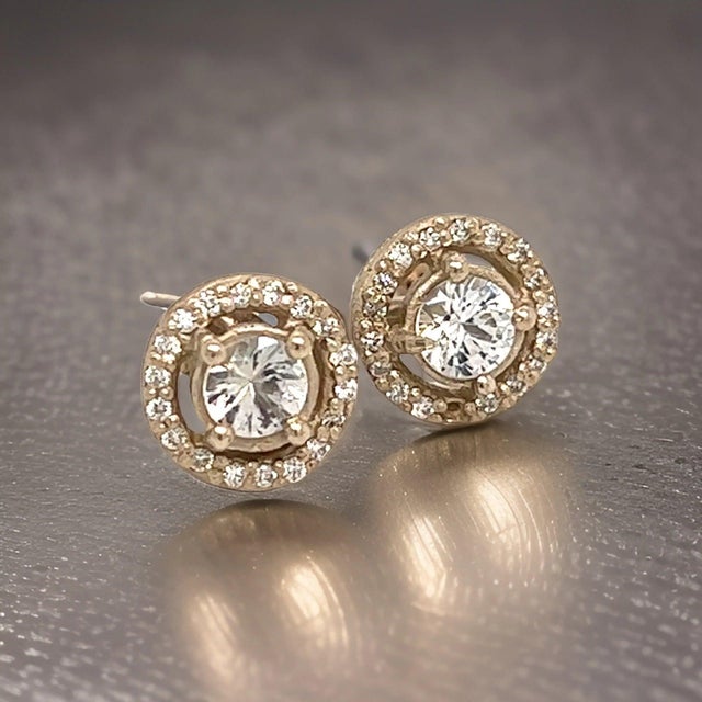 Transparent Natural Sapphire Diamond Stud Earrings 14k W Gold 0.83 TCW Certified For Sale - Image 8 of 13