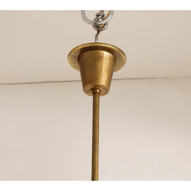 Metal Fontana Arte Attributed Brass And Glass Pendant For Sale - Image 7 of 12