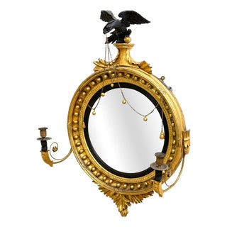 Large Regency Convex Giltwood Mirror, 1810s For Sale