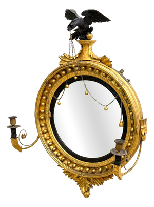 Large Regency Convex Giltwood Mirror, 1810s