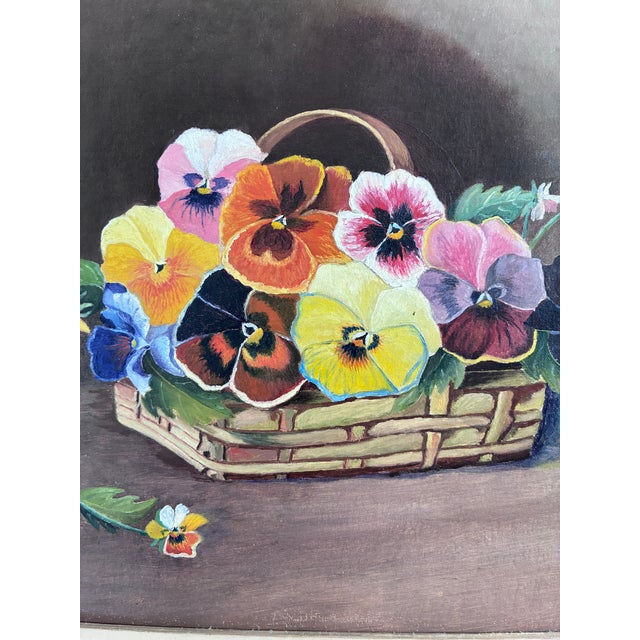 1960s Vintage Original Flower Oil Painting, Framed Floral Still Life Art For Sale - Image 5 of 8