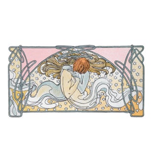 Kissing Mermaids, 1982 Lithographic Poster by Alphonse Mucha For Sale