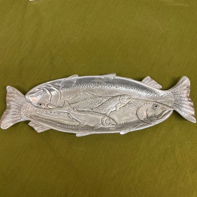 1990s Arthur Court Rainbow Trout Pewter Vintage Food Safe Serving Dish For Sale - Image 6 of 7