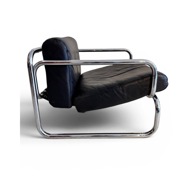 Rodney Kinsman Leather and Chrome T2 Armchairs by Rodney Kinsman for Omk, 1969, Set of 2 For Sale - Image 4 of 12