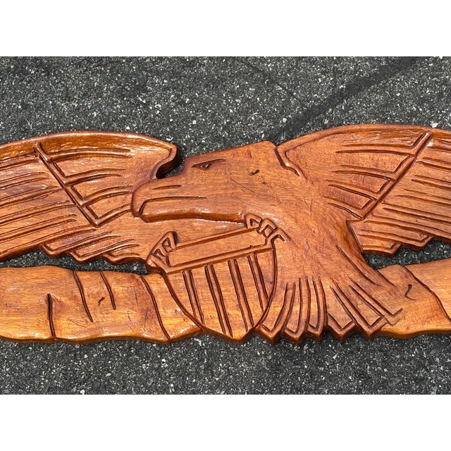 American Artisan Late 19th C. Wood Carved Federal-Style American Eagle, Shield, and Banner For Sale - Image 3 of 7