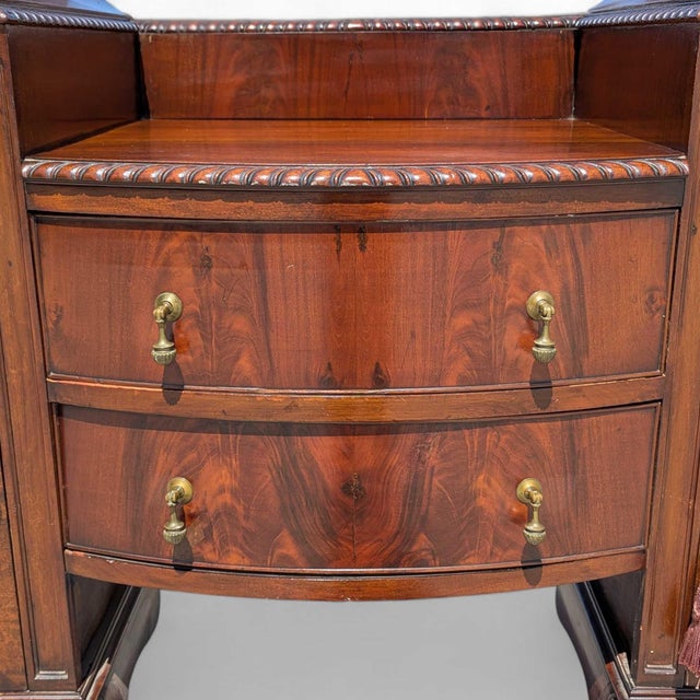 Antique English Georgian Revival Mahogany Sideboard Buffet With Bow-Front Drawers, C. 1900s For Sale - Image 10 of 12