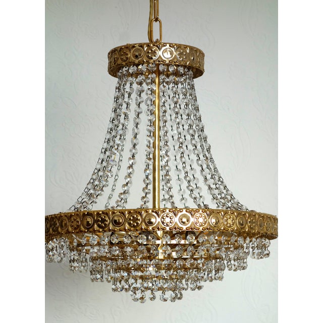 Crystal and 24k Gold Plated Chandelier from Sölken Leuchten, 1970s For Sale - Image 14 of 14