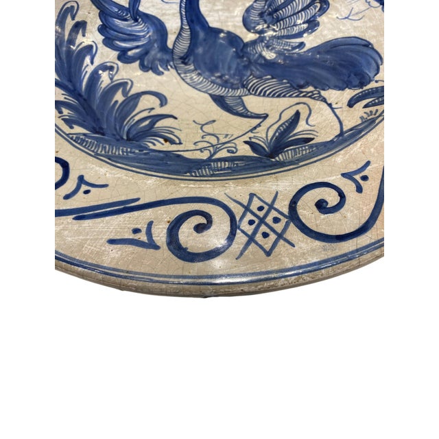 Ceramic Stunning 16" Extra Large Spanish Talavera Bird Plate/Wall Charger For Sale - Image 7 of 17