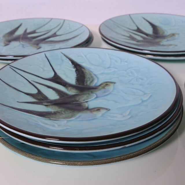 Antique French Turquoise Earthenware Dessert Set, 1890s, Set of 12 For Sale - Image 11 of 18