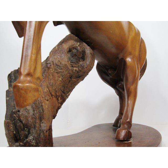 Mid-Century Hand-Carved Wooden Rearing Stallion on Natural Base – 17.5"h For Sale - Image 15 of 18