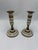 This is a lovely pair of vintage mother-of-pearl and brass candlesticks, featuring slender column-form bodies beautifully...