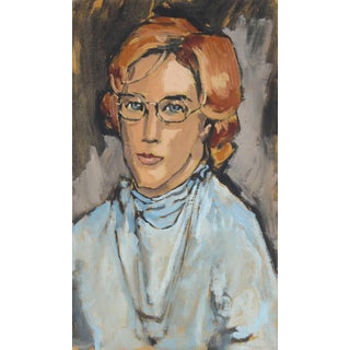 Rip Matteson Woman With Glasses, Modernist Portrait in Oil, 1969 1969 For Sale