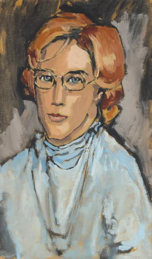 Rip Matteson Woman With Glasses, Modernist Portrait in Oil, 1969 1969