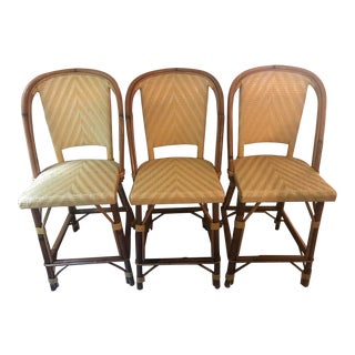 Contemporary Maison Drucker French Bistro Woven Counter Stools - Set of 3 For Sale