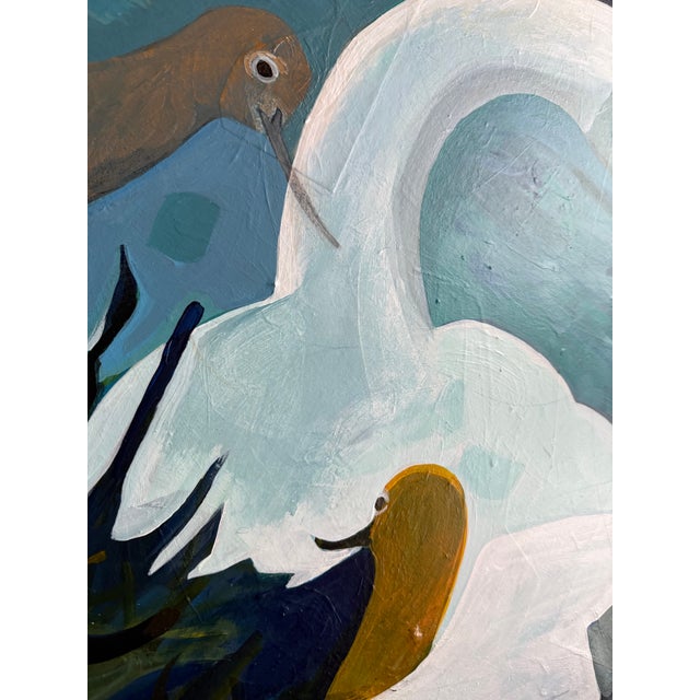 Cerulean “Nosey Neighbors” a Swan Painting by LWren Walraven For Sale - Image 8 of 14