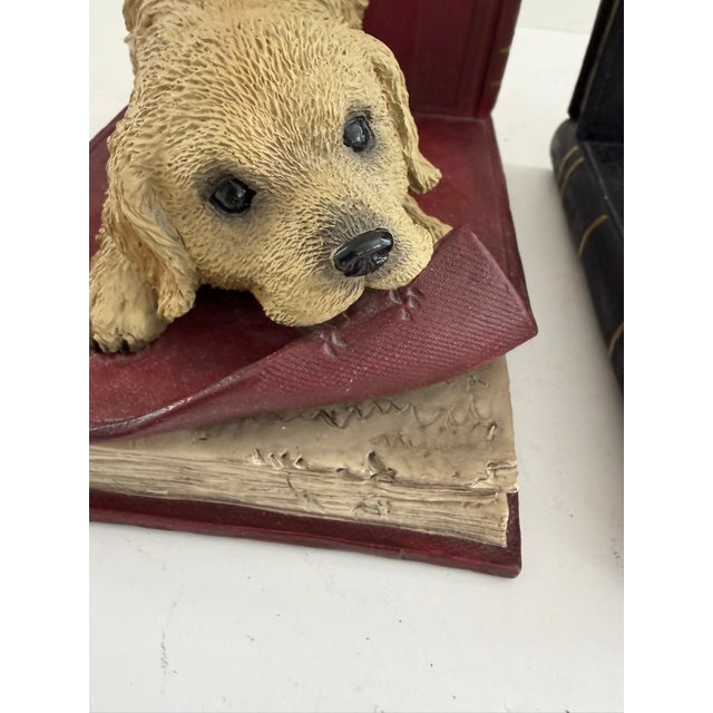 Vintage Golden Retriever Bookends – Heavy Resin Figural Dog Pair For Sale In Orlando - Image 6 of 13
