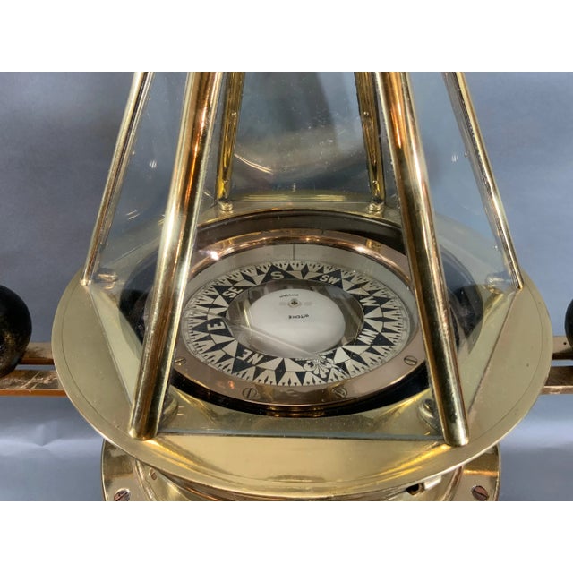 Metal Outstanding Solid Brass Yacht Binnacle circa 1920 For Sale - Image 7 of 9
