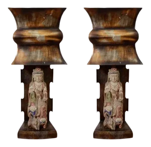 Extraordinary 1940s James Mont Asian Lamps - a Pair