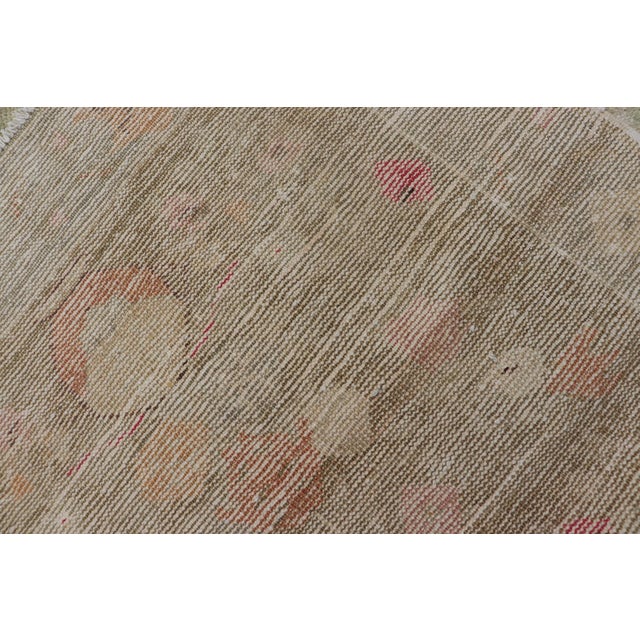 Vintage Turkish Oushak in Colorful Floral Designs Set on Sand-Green Field 2'8" X 4'9" For Sale - Image 10 of 10