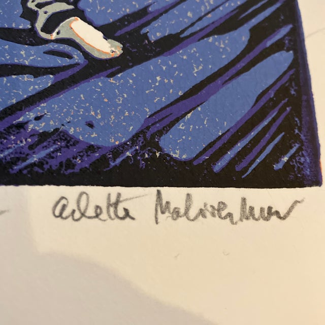 1980s 1980’s Original Lithograph Guitarist at Time Square Ny Signed For Sale - Image 5 of 5