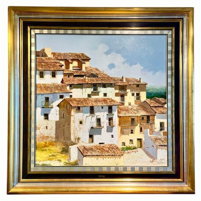 Realism Late 20th Century Jose Barbera Original Cultural Landscape Oil on Canvas Painting For Sale - Image 3 of 14