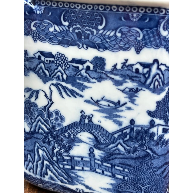 Ceramic 1980s Blue Willow Teapot Ringtons LTD Tea Merchants Blue White Collectible For Sale - Image 7 of 13