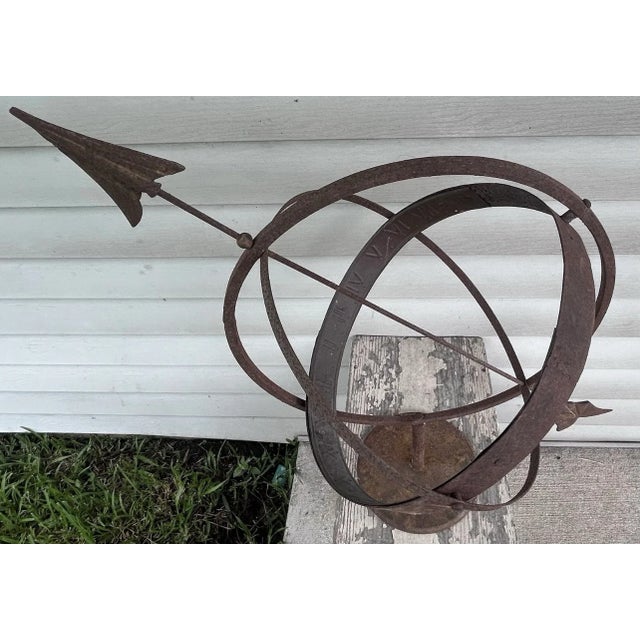 Up for sale is a Vintage Mid 20th Century Swedish Wrought Iron Armillary Sphere on Cast Iron Base! It measures 26 1/4”...