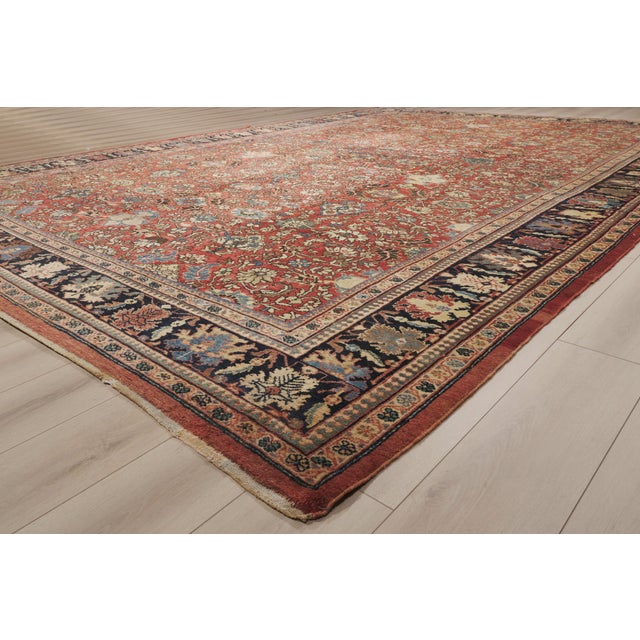 Red Late 19th Century Persian Sultanabad Rug, 12'07 X 18'00 For Sale - Image 8 of 10