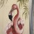 Beautiful pair of canvases with two flamingos surrounded by vegetation. A tropical aesthetic, Miami Modern or MiMo style...