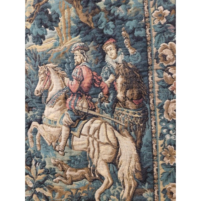 This beautiful, richly colored wall tapestry is a vintage Belgian-woven reproduction of a detail similar to a world-famous...