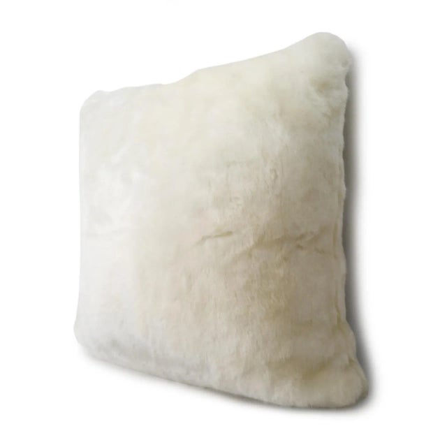 White show faux rabbit fur pillow with plush down insert. Super soft and wonderful for any interior.