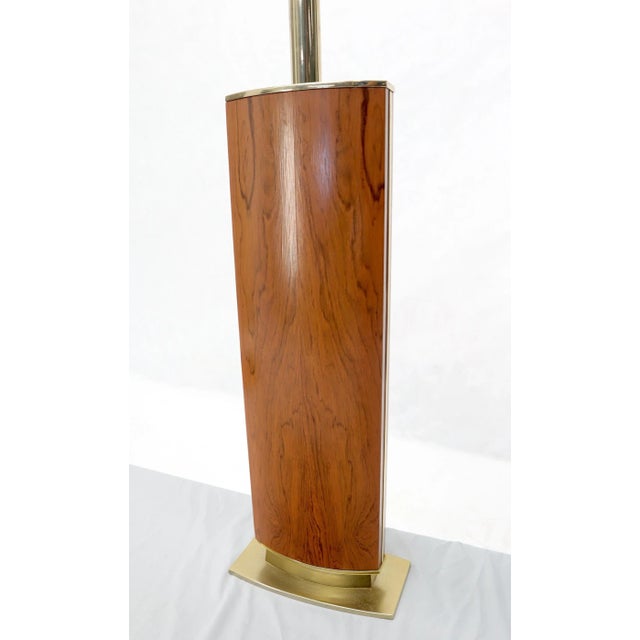 Brass and Rosewood Boat Shape Base Table Lamp For Sale - Image 6 of 10