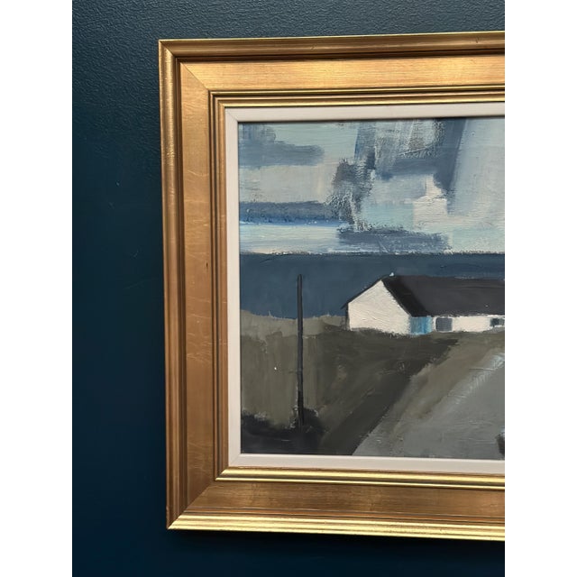 Original Vintage Danish Oil on Canvas – “Coastal Motif with Houses” by Egon Møldrup (Born 1926) – Signed – Framed – 66 ×...