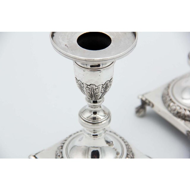 Silver Candlesticks with Square Base, Set of 2, in Good conditions.