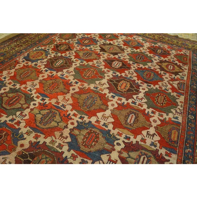 Persian 1880s Ivory Geometric Antique Persian Bibikabad Rug 10' X 14' Handknotted Wool Carpet For Sale - Image 3 of 6