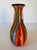 Late 20th Century Badash Hand Blown Art Glass Rainbow Stripe Vase Black Rim 9" Colorful For Sale - Image 6 of 10