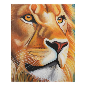 Contemporary"The Watchful King" Contemporary Wildlife Painting by Edison Byarugaba, Framed