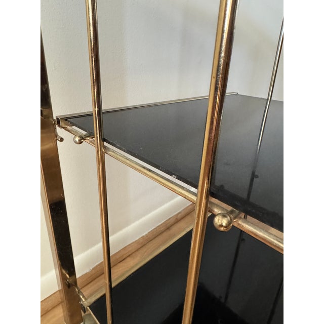 Gold Vintage Hollywood Regency Style Gold-Tone Three-Tier Bar Cart For Sale - Image 8 of 12