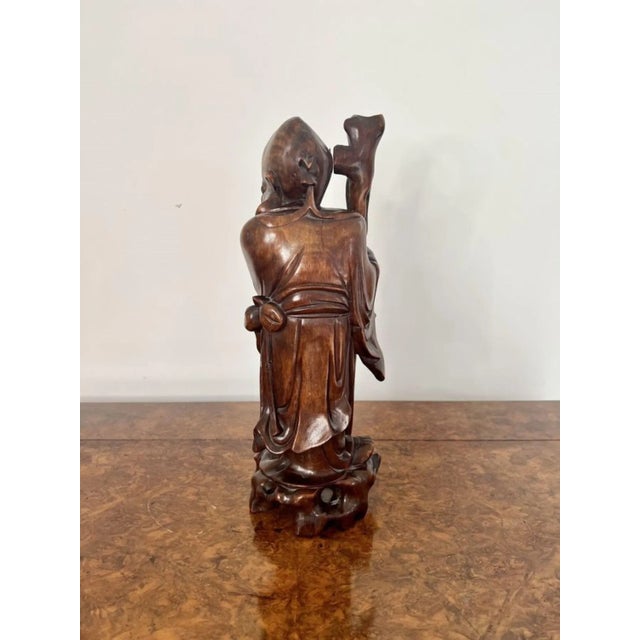 Large Chinese Carved Hardwood Figure, 1900s For Sale - Image 6 of 7
