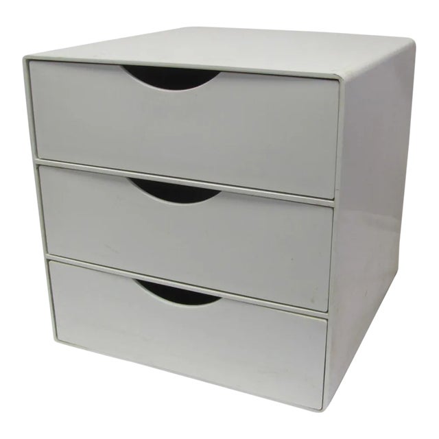 Mid 20th Century Three Drawer Plastic Storage Cube in the Style of Palaset or Kartell For Sale