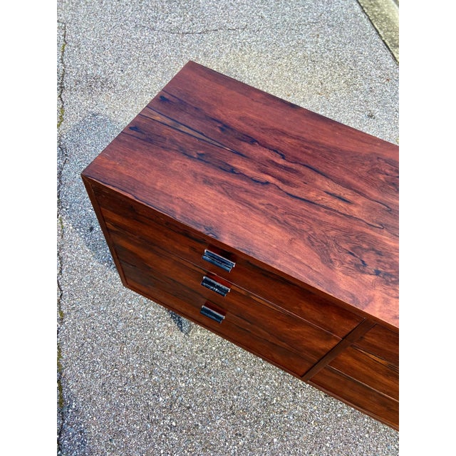 Rosewood Lowboy Dresser or Credenza With Chrome | in the Style of Founders For Sale - Image 9 of 12