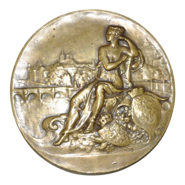 Henry Nocq "Banque De Paris" 50th Anniversary Bronze Medallion c.1922 For Sale