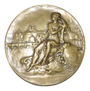 Henry Nocq "Banque De Paris" 50th Anniversary Bronze Medallion c.1922