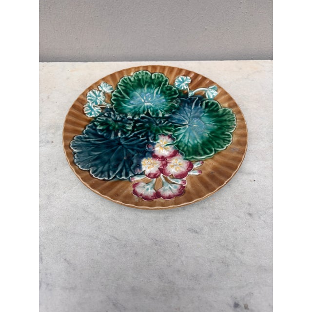 Majolica Leaves & Flowers Plate Clairefontaine, circa 1890