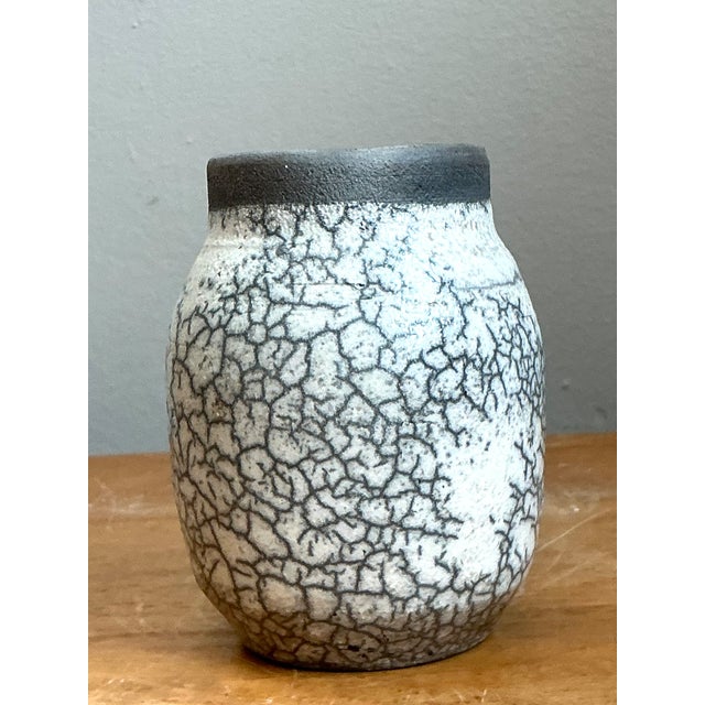 Vintage Crackle Glazed Ceramic Vase For Sale - Image 4 of 12