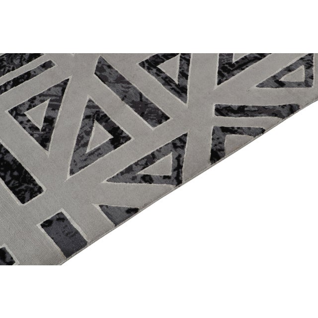 Rug & Kilim Rug & Kilim’s Art Deco Style Modern Rug in Gray, Black Geometric Pattern For Sale - Image 4 of 6
