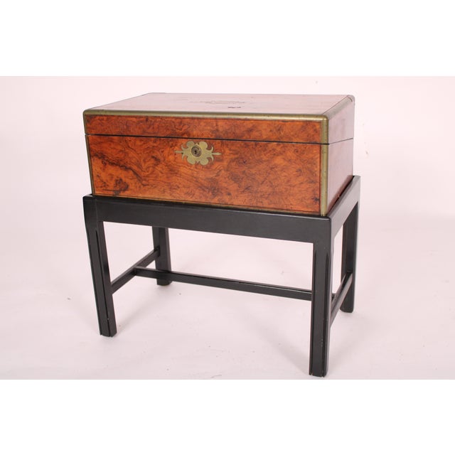 Burl Walnut and Walnut Writing Slope on Stand For Sale - Image 4 of 12