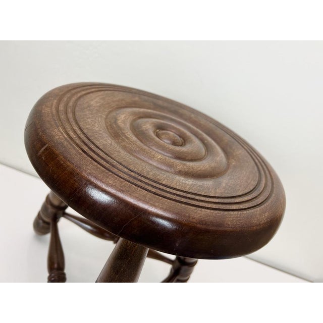 1950s Mid-Century French Oak Tripod Stool in the Style of Charles Dudouyt, 1950s For Sale - Image 5 of 15