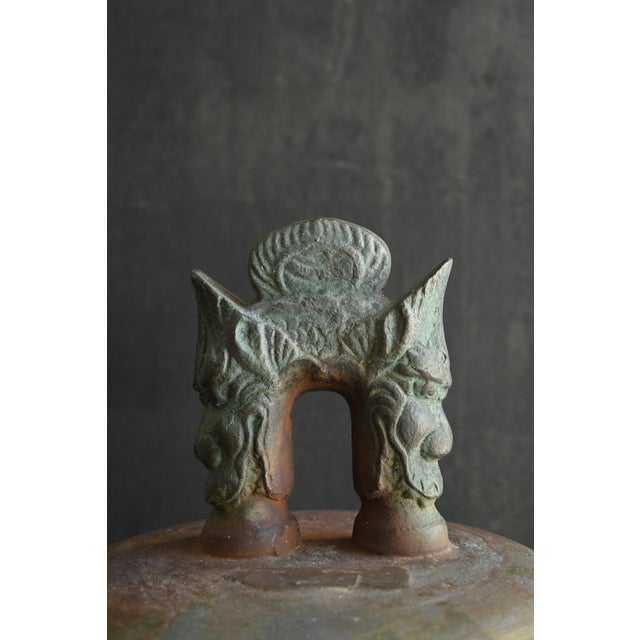 Japanese Antique Japanese Bronze Temple-Style Bell / Taisho-Showa / Hanging Bell, Patina For Sale - Image 3 of 18